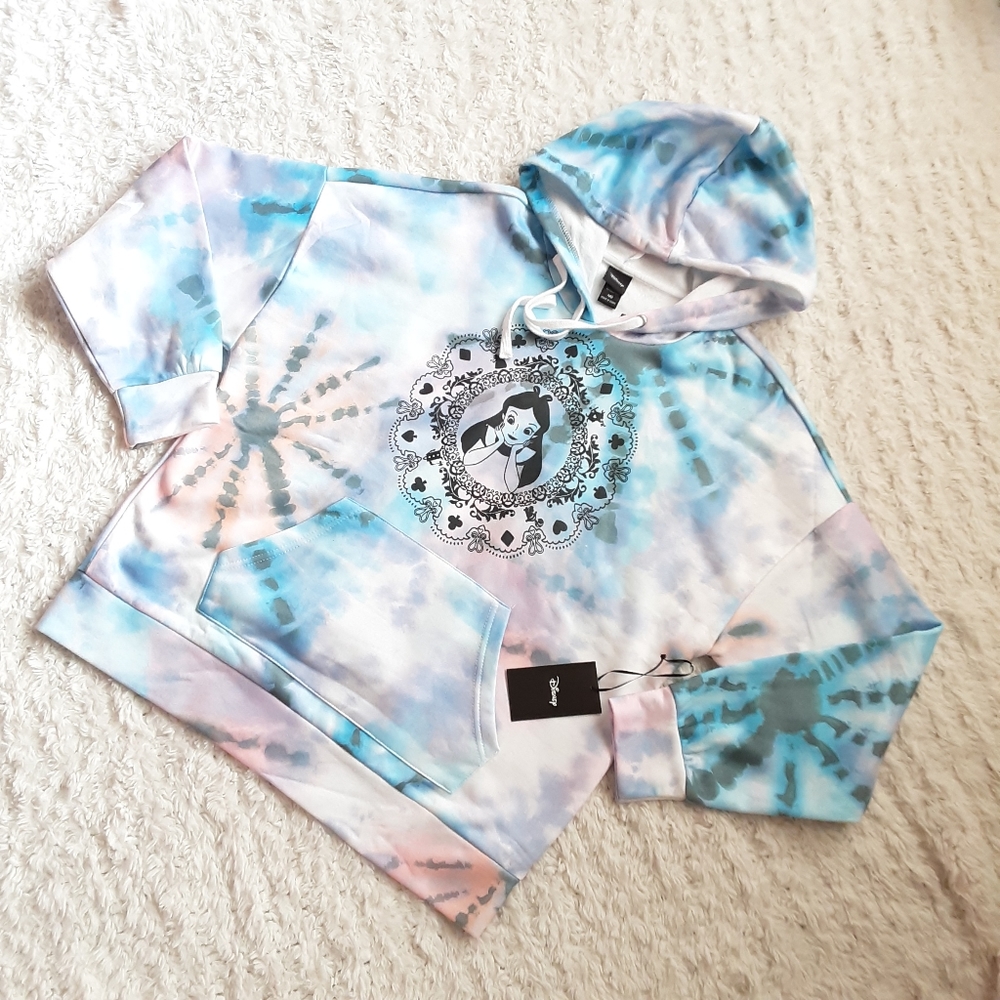 Disney Alice In Wonderland Tie-Dye Lace-Up Girls Hoodie NWT - Picture 3 of 7